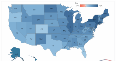 Eye on Housing graph of housing price appreciation by state.