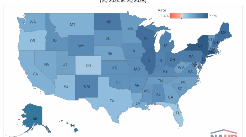 Eye on Housing graph of housing price appreciation by state.